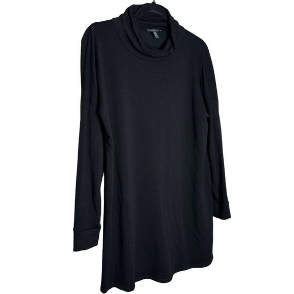 Eileen Fisher Black Turtleneck Oversized Tunic Top Size XS Style f17ttu - Picture 2 of 4